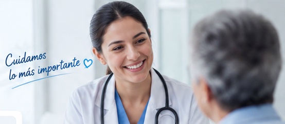 Médica conversando con un paciente